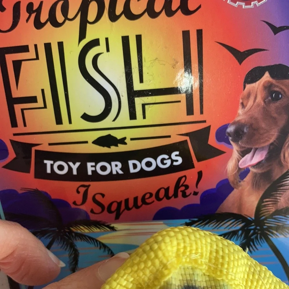 3/$12 NWT chew resistant material dog toy tropical fish squeak toy
